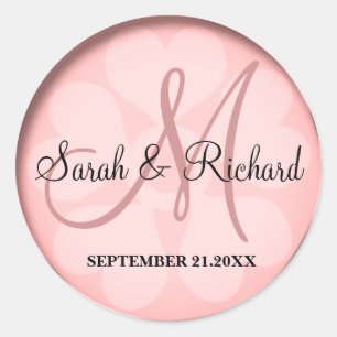 Classy Rose Gold Wedding Monogram Classic Round Sticker