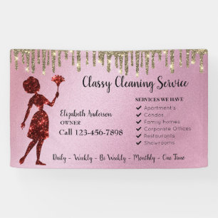 Classy Rose Logo Maid Cleaning Services Elegant  Banner