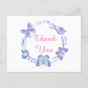 Classy Round Butterflies Thank You With Envelopes  Postcard
