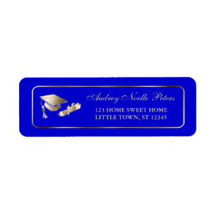 Classy Royal Blue and Gold Graduate Address Labels