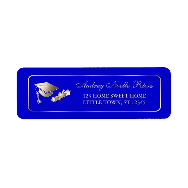 Classy Royal Blue et Gold Étiquettes de adresse di (Devant)