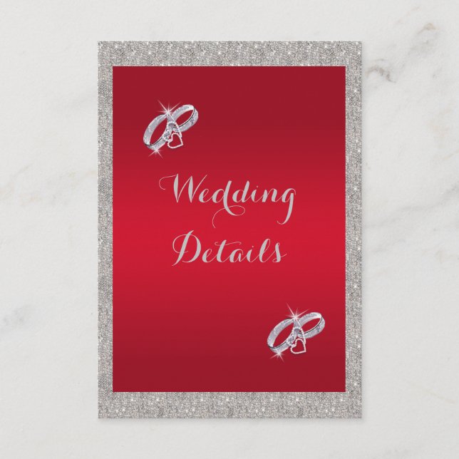 Classy Ruby Red & Sparkly Bauble Christmas Wedding Enclosure Card (Front)