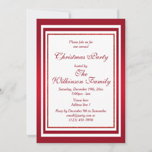 Classy Ruby Red & White Christmas Party Invitation