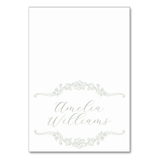 Classy Sage Green Floral Wedding Place Cards