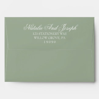 Classy Sage Green Old Money Retro Wedding Envelope