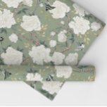 Classy Sage Green White Chinoiserie Flowers Birds Wrapping Paper<br><div class="desc">This chinoiserie-inspired design features elegant birds and botanical florals and greenery in sage green and off-white.</div>