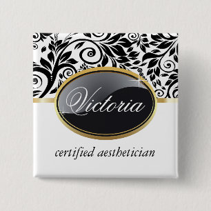 Classy Salon Name Tag 2 Inch Square Button