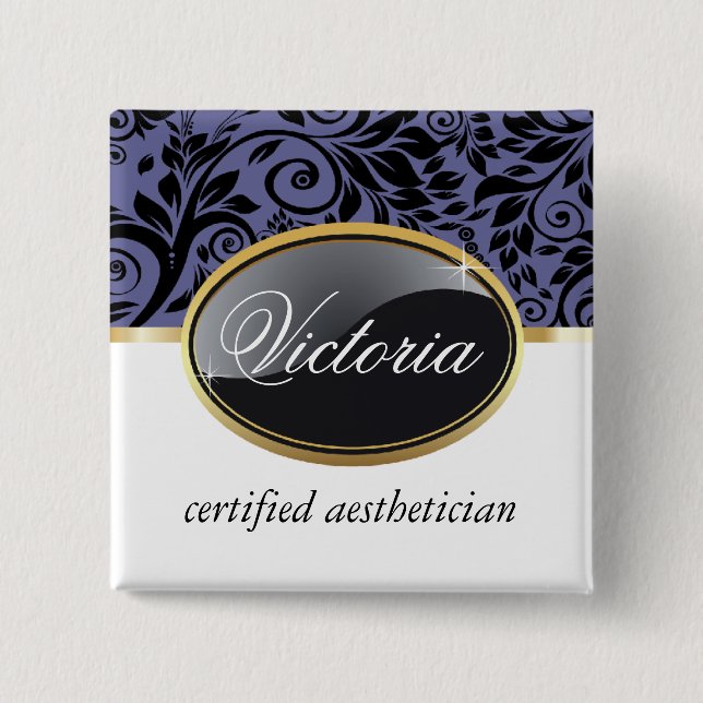 Classy Salon Name Tag 2 Inch Square Button (Front)