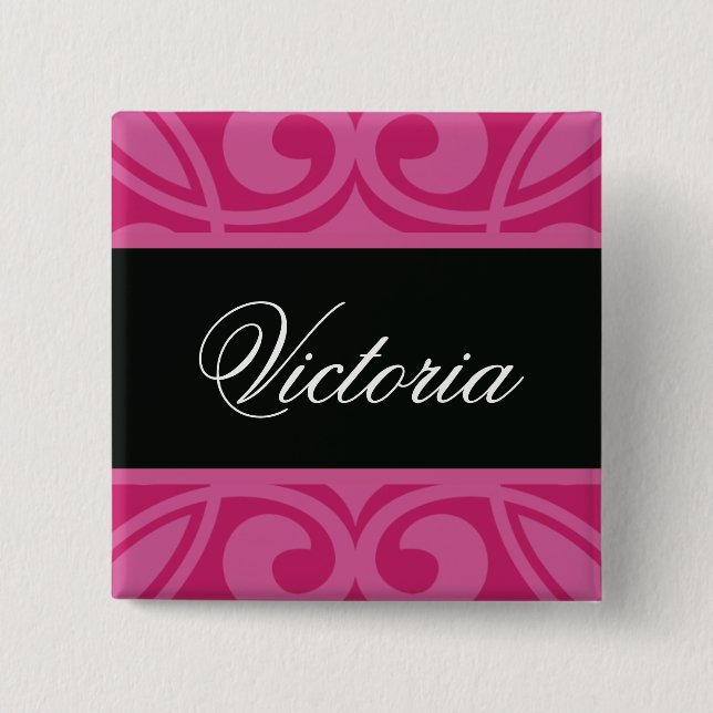 Classy Salon Name Tag 2 Inch Square Button (Front)