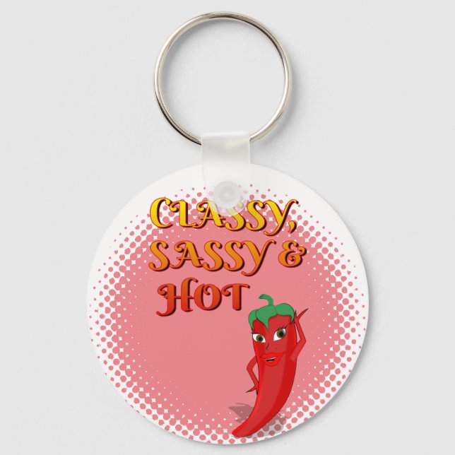 Classy Sassy And Hot Pepper Diva Pink Keychain (Front)
