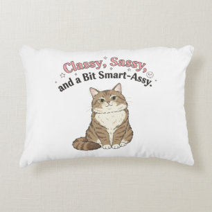 Classy, Sassy & Smart-Assy Cat Design Accent Pillow