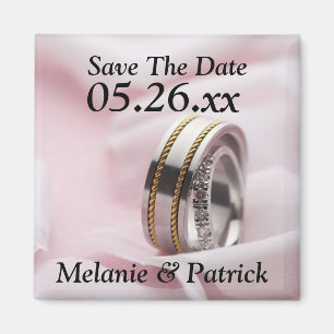 Classy Save The Date Wedding Rings Bands Photo Mag Magnet