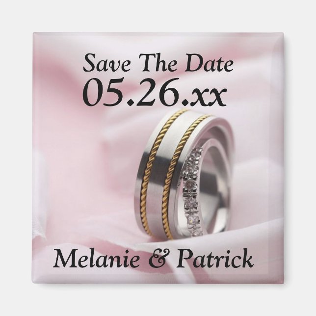 Classy Save The Date Wedding Rings Bands Photo Mag Magnet (Front)