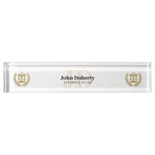 Classy Scales of Justice   Black Nameplate