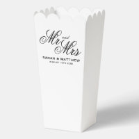 Classy script Mr and Mrs wedding party popcorn