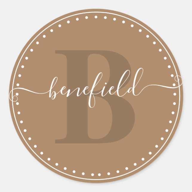 Classy Script Name with Intial Classic Round Sticker (Front)