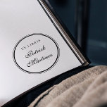 Classy Script Typography Ex Libris Custom Name Rubber Stamp<br><div class="desc">Classy Script Typography Ex Libris Custom Name Wooden Stamp. Beautiful stamp featuring "ex libris" with your custom name in script typography to personalize your library books. Sign off in style using our design, click the personalize button to add your own details, and make this beautiful stamp yours, it will last...</div>