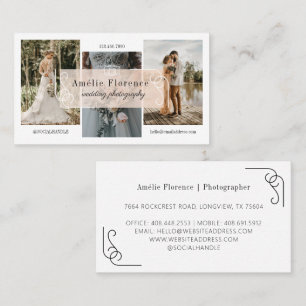 Classy Scroll Pink Nameplate Wedding Photographer Business Card