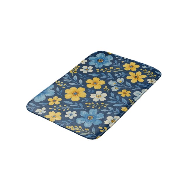 Classy Shabby Chic French Floral Art Pattern Duvet Bath Mat (Angled)