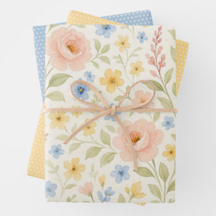 Classy Shabby Chic French Floral Art Pattern Wrapping Paper Sheet