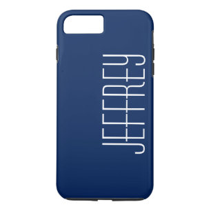 Classy Sharp Dark Blue & White, Custom Jumbo Name iPhone 8 Plus/7 Plus Case