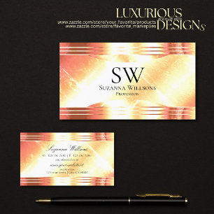 Classy Shimmery Rose Gold and Monogram Luxurious Business Card