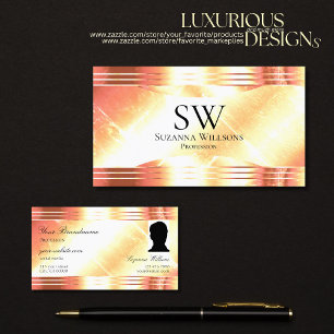 Classy Shimmery Rose Gold Monogram Photo Luxurious Business Card