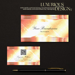 Classy Shimmery Rose Gold with QR Code Luxurious Business Card