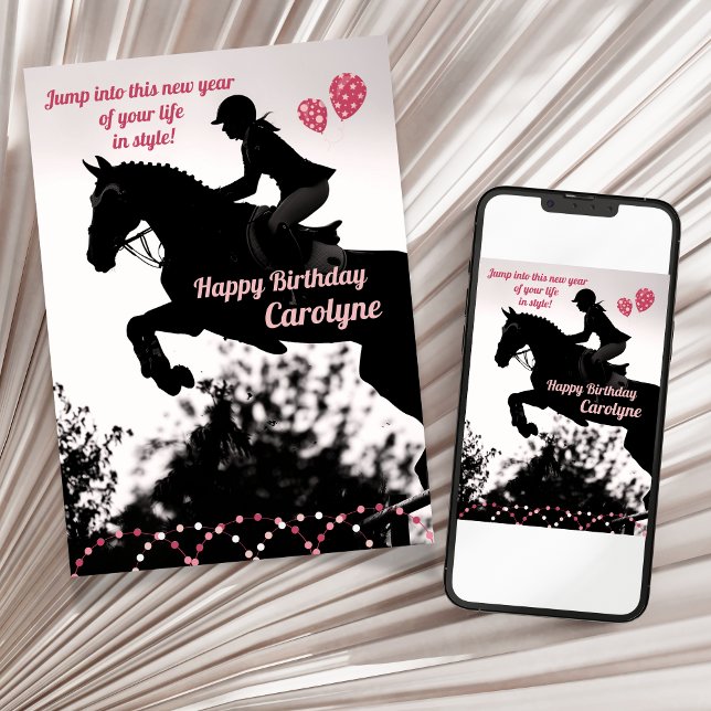 Classy Showjumping carte d'anniversaire pour fille (Classy Showjumping Birthday Card for Girls)