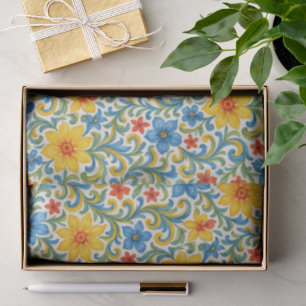 Classy Sicilian Colourful Leaves Floral Art Patter Tissue Paper