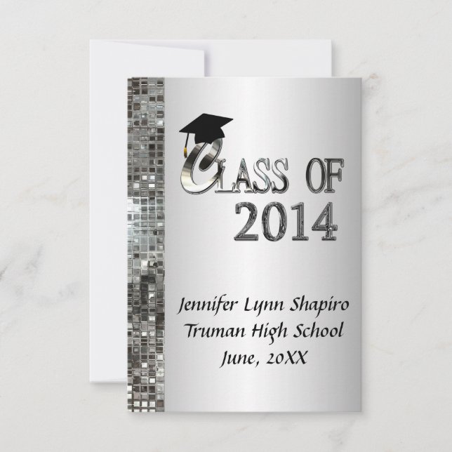 Classy Silver 2014 Graduation Invitations (Front)