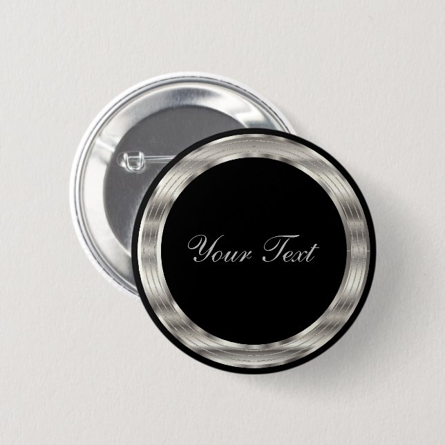 Classy Silver and Black Template 2 Inch Round Button (Front & Back)