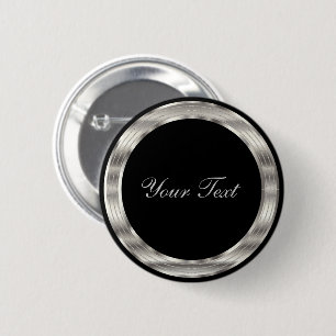 Classy Silver and Black Template 2 Inch Round Button