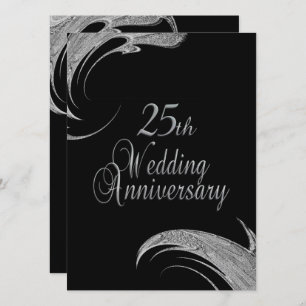 Classy Silver Anniversary Invitation