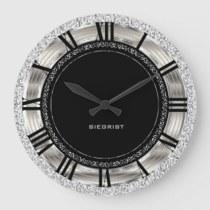 Classy Silver Design Large Clock