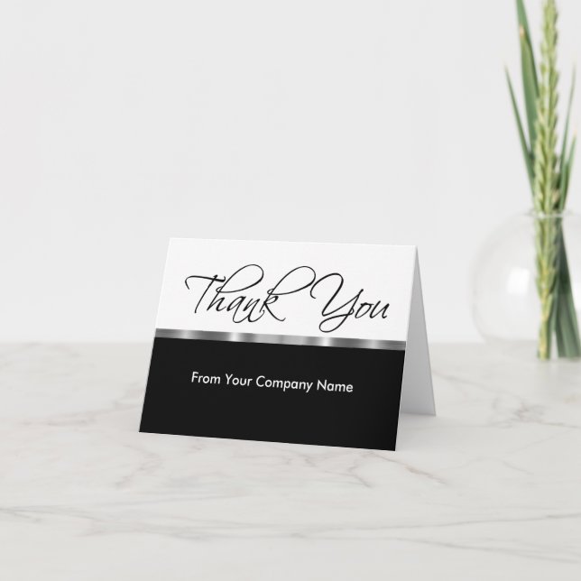 Classy Silver Design Thank You Cards For Business  (Front)