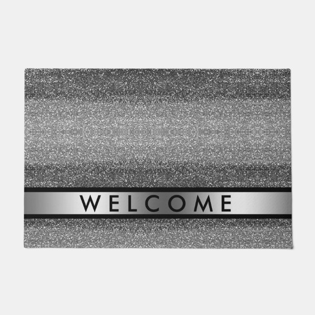 Classy Silver Glitter Welcome Doormat (Front)
