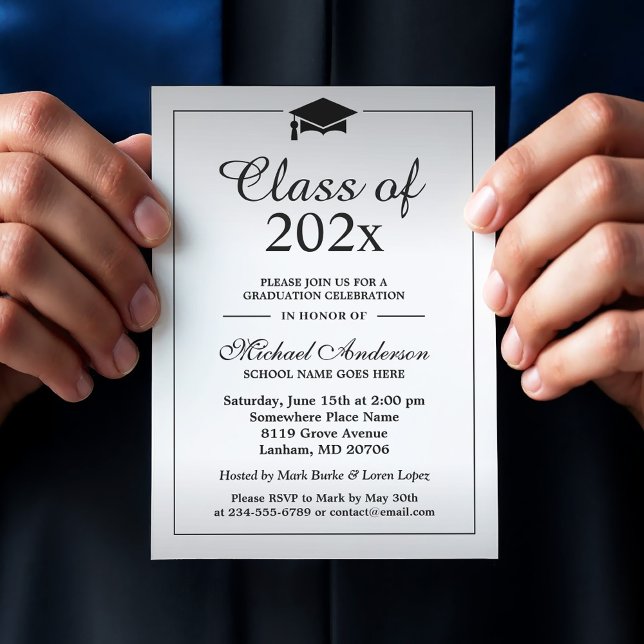 Classy Silver Gradient Class Of Graduation Party Invitation (Creator Uploaded)