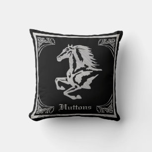 CLASSY SILVER HORSE SILHOUETTE THROW PILLOW