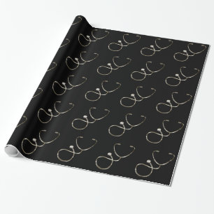 Classy Silver Look Stethoscope Medical Theme Wrapping Paper