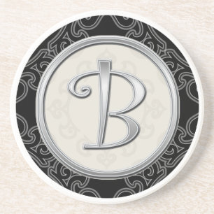 Classy Silver Monogram Initial Coaster