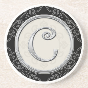 Classy Silver Monogram Initial Coaster