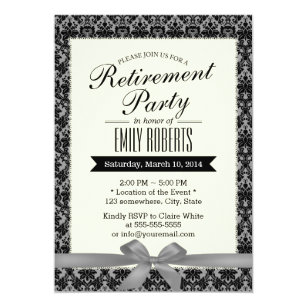 Damask Retirement Invitations 6