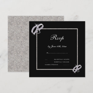 Classy Silver Wedding Rings Wedding Rsvp Invitation
