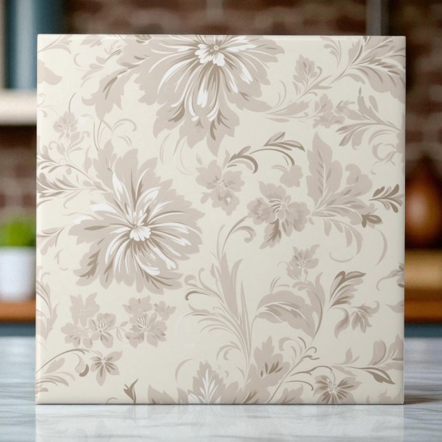 Classy Simple Floral Soft Beige Tile (Creator Uploaded)