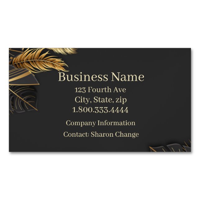 Classy Simple Formal Exotic Leaves Feathers Magnetic Business Card (Front)