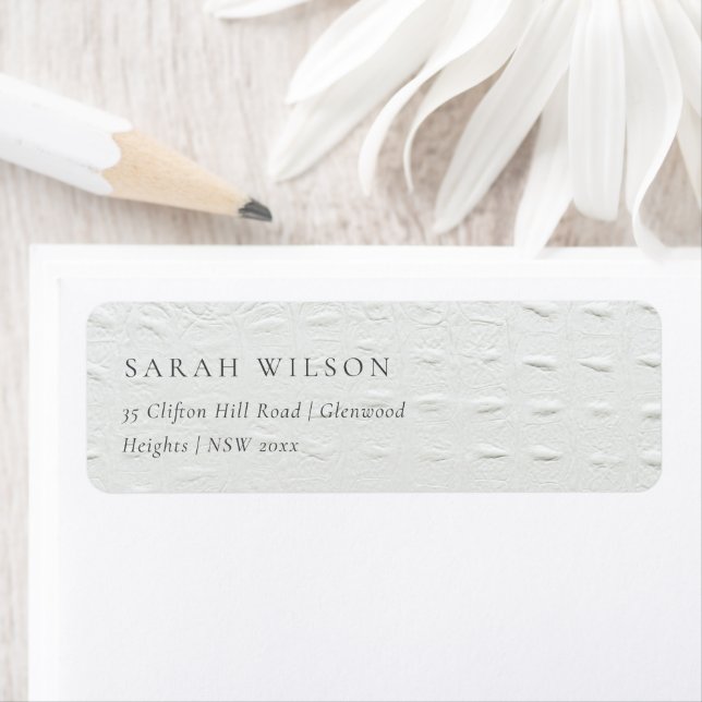 Classy Simple Ivoire Blanc Cuir Adresse Texture (En situation)