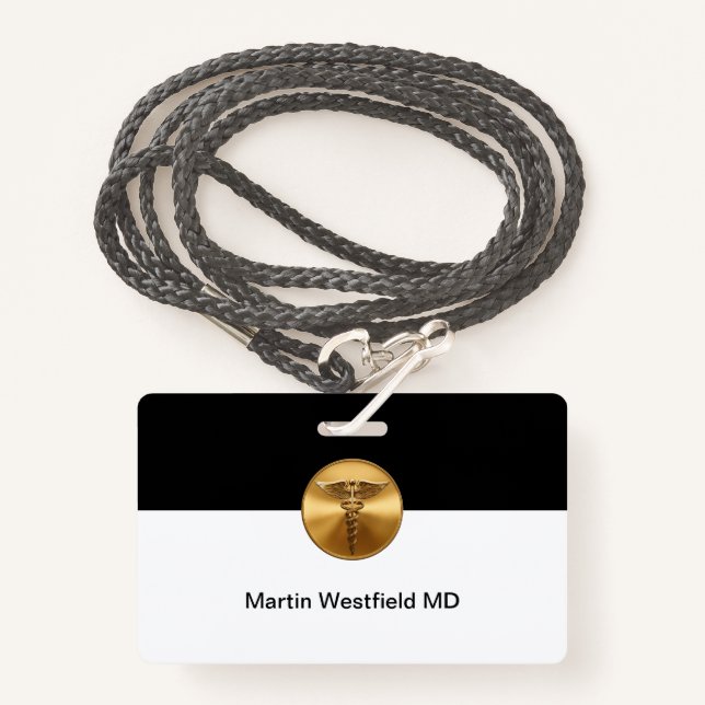 Classy Simple Medical Staff Name  Badge (Front with Lanyard)