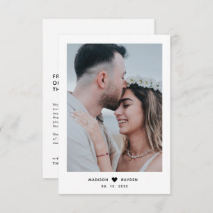 Classy Simple Photo Script with Heart Wedding Thank You Card