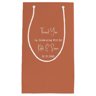 Classy Simple Terracotta Wedding Small Gift Bag
